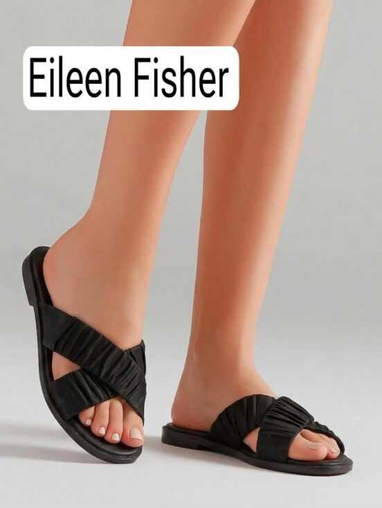 Eileen Fisher Shoes - Eileen Fisher 8.5 Cross Strap Slides Sandals Flats Shoes